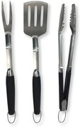 Σετ Εργαλείων Grill Fieldmann FZG 9017 3 Τεμ. με Πιρούνα, Σπάτουλα και Τσιμπίδα απο Ανοξείδωτο Ατσάλι και Προστατευτικές Λαβές