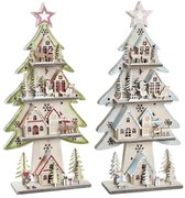 Χριστουγεννιάτικο δέντρο DKD Home Decor Κόκκινο Δέντρο Μπλε Ροζ Ξύλο Πράσινο (23 x 9 x 47 cm) (x2)