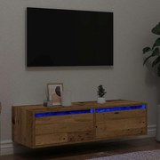 vidaXL Έπιπλο Τηλεόρασης με LED Όψη Παλαιού Ξύλου 100X35,5x25 εκ.