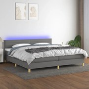 Κρεβάτι Boxspring με Στρώμα &amp; LED Σκ.Γκρι 200x200εκ. Υφασμάτινο