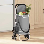 vidaXL Καρότσι Αγορών Γκρι 47 x 39 x 100.5 εκ. Ύφασμα Oxford