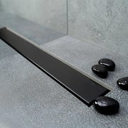 KARAG  CONFLUO PREMIUM Σιφόνι δαπέδου από μαύρο ανοξείδωτο ατσάλι Confluo FRAMELESS PESTAN 30cm KARAG-8600198371634