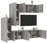 Έπιπλα Τηλεόρασης Τοίχου 5 τεμ. Γκρι Sonoma από Επεξ. Ξύλο