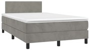 vidaXL Κρεβάτι Boxspring με Στρώμα &amp; LED Αν.Γκρι 120x190εκ. Βελούδινο