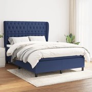 vidaXL Κρεβάτι Boxspring με Στρώμα Μπλε 140x190 εκ. Υφασμάτινο