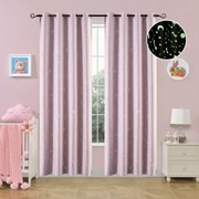 Beauty Home Κουρτίνα φωσφορίζουσα με 8 κρίκους Art 6140 140x260 Ροζ
