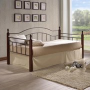 Καναπές - Kρεβάτι Nika Καρυδί Rubberwood - Mαύρο Mέταλλο 90x190 εκ. 100x200x96 εκ.