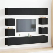 vidaXL Σετ Επίπλων TV 6 Τεμαχίων - Τοίχου, Μαύρο Δρυς από Επεξεργασμένο Ξύλο