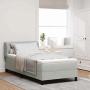 κρεβάτι Box Spring με στρώμα vidaXL ανοιχτό γκρι 90x200 εκ. Βελούδο