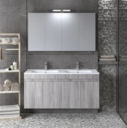 Σετ Έπιπλο Μπάνιου OMEGA 120 Grey Oak με Διπλό Νιπτήρα 120x46x135 εκ.