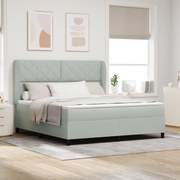 vidaXL Κρεβάτι Box Spring  με στρώμα Ανοιχτό Γκρι 180x200 εκ Βελούδο