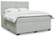 vidaXL Κρεβάτι Boxspring με Στρώμα Ανοιχτό Γκρι 180x200 εκ. Βελούδινο