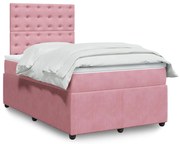 vidaXL Κρεβάτι Boxspring με Στρώμα Ροζ 120x200 εκ. Βελούδινο