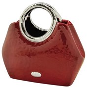 Βάζο Handbag "Milan" Κεραμικό Κόκκινο PU 24.5x10.5x21cm