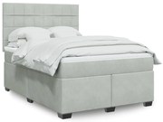 vidaXL Κρεβάτι Boxspring με Στρώμα Ανοιχτό Γκρι 160x200 εκ. Βελούδινο