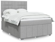 vidaXL Κρεβάτι Boxspring με Στρώμα Ανοιχτό Γκρι 140x190 εκ. Υφασμάτινο