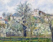 Αναπαραγωγή The Vegetable Garden with Trees in Blossom, Spring, Pontoise, Camille Pissarro