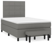 Κρεβάτι Boxspring με Στρώμα Σκούρο Γκρι 120x190 εκ Υφασμάτινο