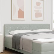 vidaXL LED Προσκέφαλο Κρυστάλλινου Κουμπιού Ανοιχτό Γκρι 90 εκ. Βελούδο