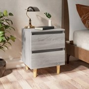 vidaXL Κομοδίνα 2 τεμ. Γκρι Sonoma 40x35x50 εκ. με Μασίφ Ξύλινα Πόδια