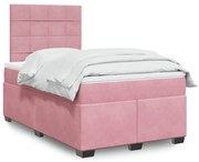vidaXL Κρεβάτι Boxspring με Στρώμα Ροζ 120x200 εκ. Βελούδινο