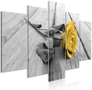 Πίνακας - Rose on Wood (5 Parts) Wide Yellow - 100x50