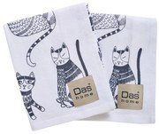 Ποτηρόπανα 0735 (Σετ 2τμχ) White-Grey Das Home 40x60cm 100% Βαμβάκι