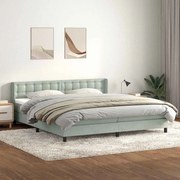 Box Spring κρεβάτι με στρώμα ανοιχτό γκρι 200x210 cm Βελούδινο - Γκρι