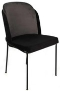 Καρέκλα Dore (Σετ 2Τμχ) 974NMB1652 54x55x86cm Grey-Black Βελούδο, Μέταλλο