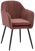 Πολυθρόνα Sawyer HM8523.12 53x60x76Y cm Dusty Pink Σετ 2τμχ Βελούδο, Μέταλλο