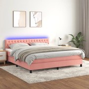 ΚΡΕΒΑΤΙ BOXSPRING ΜΕ ΣΤΡΩΜΑ &amp; LED ΡΟΖ 180X200 ΕΚ. ΒΕΛΟΥΔΙΝΟ 3134602