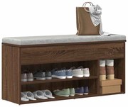 vidaXL Πάγκος παπουτσιών καφέ δρυς 102x30,5x45 cm Ξύλο μηχανής