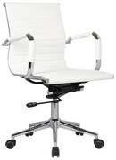 WOODWELL ΕΟ268,1BF3301 Πολυθρόνα Γραφείου Μέταλλο Βάση Χρώμιο, PU Άσπρο 55x60x91/101cm ΕΟ268,1