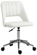Vinsetto Ρυθμιζόμενη καθ' ύψος καρέκλα γραφείου με ροδάκια, περιστροφή 360°, σχήμα κοχυλιού, αφρός, 49 x 60 x 79-91 cm, Κρεμ λευκό