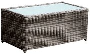 WOODWELL Ε6734,4ARIZONA Τραπεζάκι Σαλονιού Κήπου ALU, Wicker Grey Brown, Γυαλί Tempered 5mm 100x50 H.45cm Ε6734,4