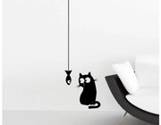 Αυτοκόλλητο Τοίχου Cat &amp; Fish S 59159 Ango Dalber-59159-Μαύρο 59159