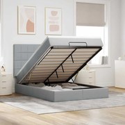 vidaXL Οθωμανικό κρεβάτι με στρώμα &amp; LEDs Ανοιχτό γκρι ύφασμα
