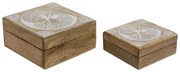Κουτί-μπιζουτιέρα Home ESPRIT Λευκό Φυσικό Ξύλο από Μάνγκο 18 x 18 x 9 cm (2 Τεμάχια)
