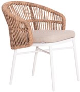 Καρέκλα - Πολυθρόνα ORIN C6265.02 Αλουμίνιου Λευκή - P.E. Rattan Φυσικό - Μαξιλάρι Μπέζ 58x61x75Υ εκ. 58x61x75 εκ.