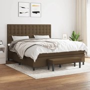 Κρεβάτι Boxspring με Στρώμα Σκούρο Καφέ 160x200 εκ Υφασμάτινο - Καφέ