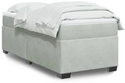 vidaXL Κρεβάτι Boxspring με Στρώμα Ανοιχτό Γκρι 90x200 εκ. Βελούδινο