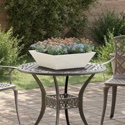 vidaXL Γλάστρα Κήπου Λευκό 50 x 50 x 15 cm Ατσάλι