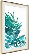 Αφίσα - Teal Palm on White Background - 40x60 - Χρυσό - Με πασπαρτού