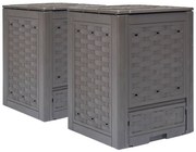Κομποστοποιητές 2 τεμ. Καφέ 60x60x83 εκ. 600 L Πλαστικό Ρατάν 278917