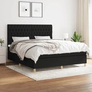 Κρεβάτι Boxspring με Στρώμα Μαύρο 180x200 εκ. Υφασμάτινο - Μαύρο