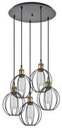 SE21-BR-10-5BL-GR2 MAGNUM Bronze Metal Pendant Black Metal Grid with Black Fabric Cable+ HOMELIGHTING 77-8715