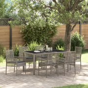 vidaXL Σέτ φαγητού για κήπο 7 pcs Γκρι 150 x 90 x 75 cm