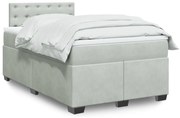 vidaXL Κρεβάτι Boxspring με Στρώμα Ανοιχτό Γκρι 120x200 εκ. Βελούδινο