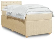 vidaXL Κρεβάτι Boxspring με Στρώμα Κρεμ 90x190 εκ.Υφασμάτινο