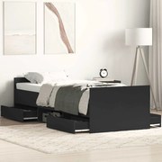 vidaXL Πλαίσιο Κρεβατιού με Κεφαλάρι & Ποδαρικό Μαύρο 75 x 190 εκ.